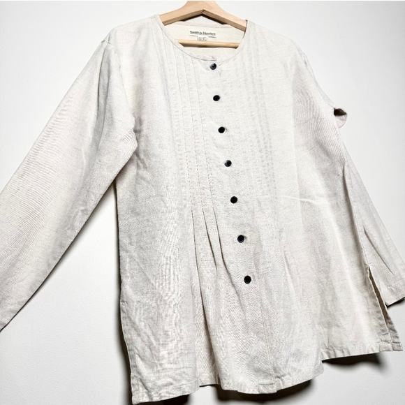 Smith & Hawken Cream Linen Button Tunic Top - Picture 5 of 8